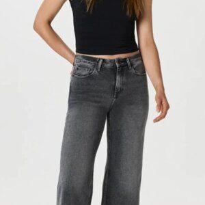 Quince Bella Wide Leg Stretch jean, Grey, petite!